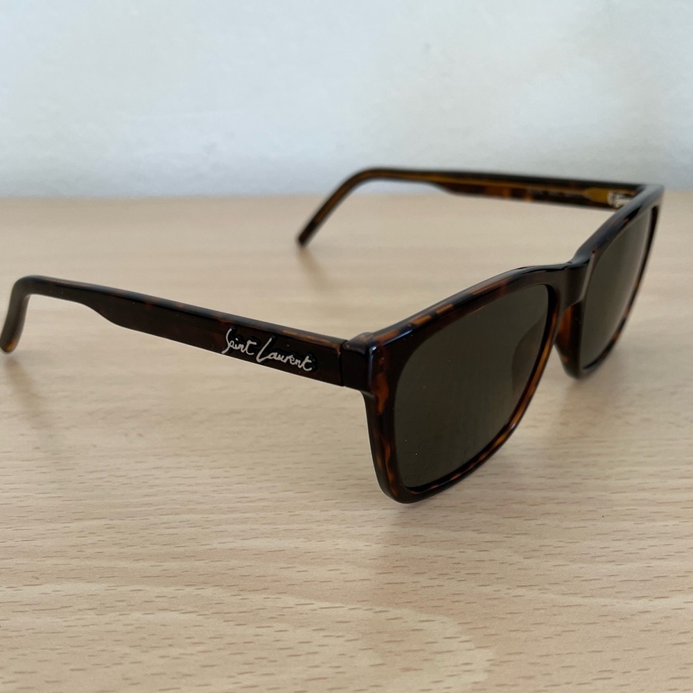 Saint Laurent Brown Tortoiseshell Havana Grey Lens Sunglasses BNWOT Unisex Paris